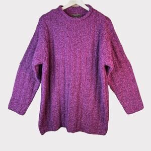 Yarnworks Tall VINTAGE Womens Chunky Knit Wool Blend Sweater sz XXL Mockneck